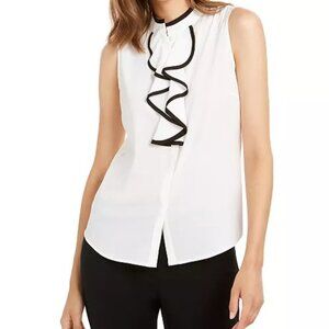 Calvin Klein Sleeveless Ruffle Front Blouse